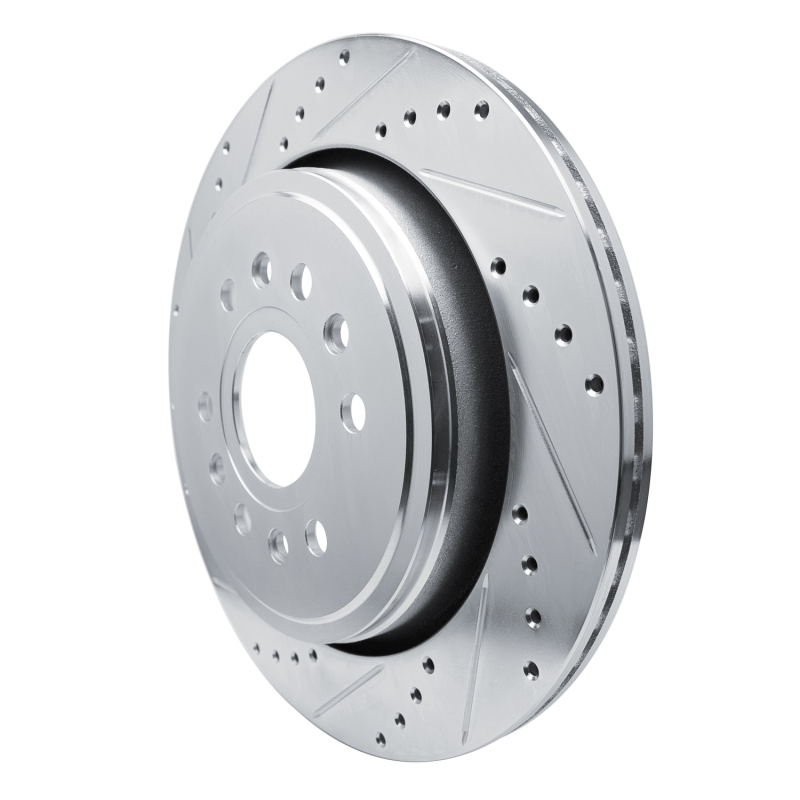Jeep Grand Wagoneer L Brake Rotor (1) - Rear Left - R1 Concepts - Drilled & Slotted - Silver - `21-`25